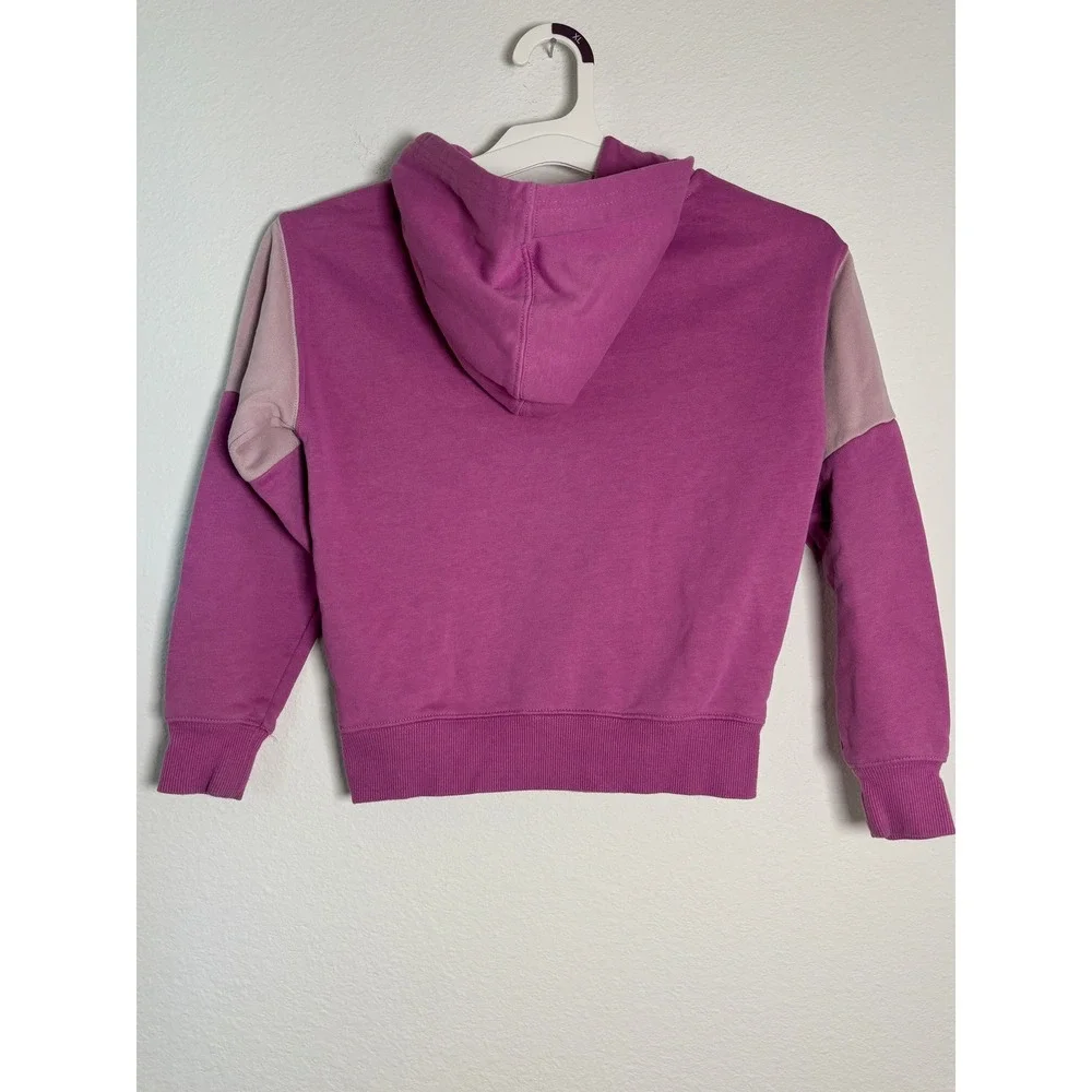Champion Girls Purple Colorblock Script Logo Fleece Hoodie‎ Sweatshirt Size M 8